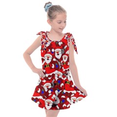 Nicholas Santa Christmas Pattern Kids  Tie Up Tunic Dress