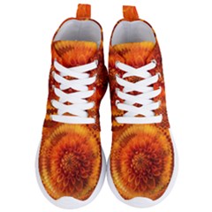 Abstract Dahlia Orange Autumn Women s Lightweight High Top Sneakers by Wegoenart