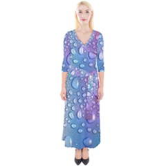 Drop Of Water Rainbow Wet Liquid Quarter Sleeve Wrap Maxi Dress by Wegoenart