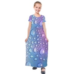 Drop Of Water Rainbow Wet Liquid Kids  Short Sleeve Maxi Dress by Wegoenart