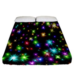 Star Colorful Christmas Abstract Fitted Sheet (queen Size) by Wegoenart