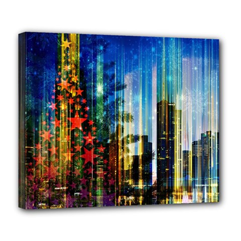 Skyline Frankfurt Christmas Star Deluxe Canvas 24  X 20  (stretched) by Wegoenart