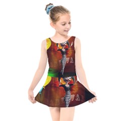 Cute Little Harlequin Kids  Skater Dress Swimsuit by FantasyWorld7