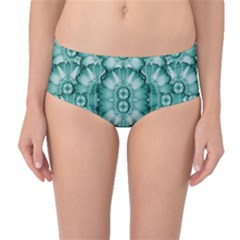 Sea And Florals In Deep Love Mid-waist Bikini Bottoms by pepitasart