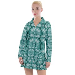 Sea And Florals In Deep Love Women s Long Sleeve Casual Dress