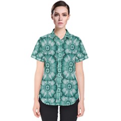 Sea And Florals In Deep Love Women s Short Sleeve Shirt