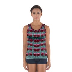 Forest Roses On Decorative Wood Sport Tank Top  by pepitasart