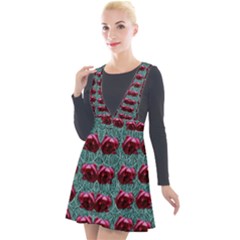 Forest Roses On Decorative Wood Plunge Pinafore Velour Dress by pepitasart