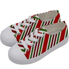 Christmas Color Stripes Kids  Low Top Canvas Sneakers by Vaneshart