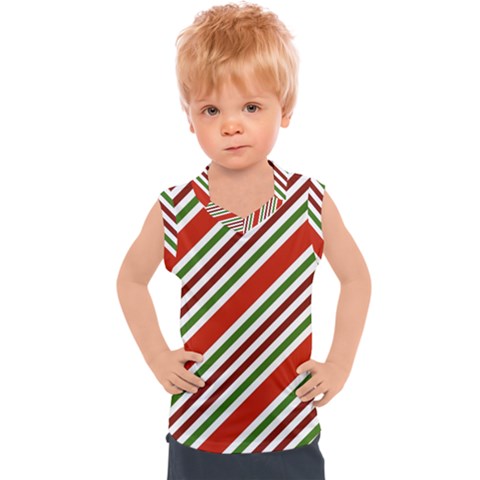 Christmas Color Stripes Kids  Mesh Tank Top by Vaneshart