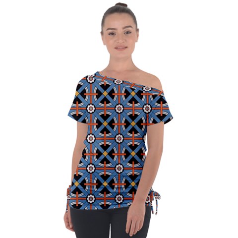 Pattern Weave Background Blue Red Black Tie-up Tee by Vaneshart