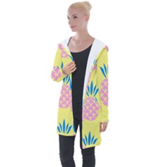 Summer Pineapple Seamless Pattern Longline Hooded Cardigan by Sobalvarro