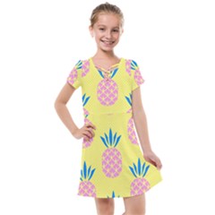 Summer Pineapple Seamless Pattern Kids  Cross Web Dress by Sobalvarro