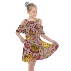 Thanksgiving Pattern Kids  Shoulder Cutout Chiffon Dress by Sobalvarro