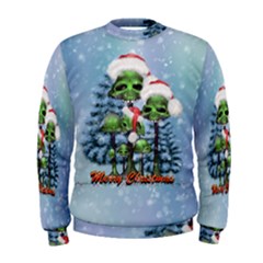 Merry Christmas, Funny Mushroom With Christmas Hat Men s Sweatshirt by FantasyWorld7