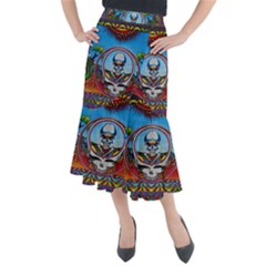 Grateful Dead Wallpapers Midi Mermaid Skirt by Sapixe