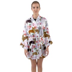 Corgis Corgi Pattern Long Sleeve Satin Kimono by Sapixe