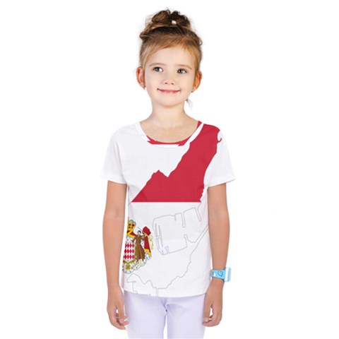 Monaco Country Europe Flag Borders Kids  One Piece Tee by Sapixe