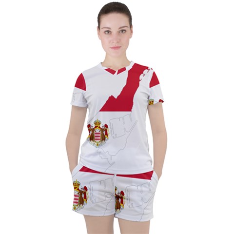 Monaco Country Europe Flag Borders Women s Tee And Shorts Set by Sapixe