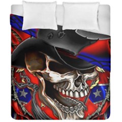 Confederate Flag Usa America United States Csa Civil War Rebel Dixie Military Poster Skull Duvet Cover Double Side (california King Size)