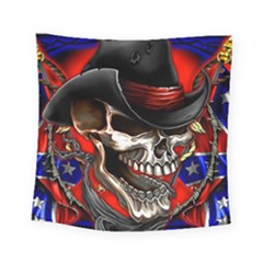 Confederate Flag Usa America United States Csa Civil War Rebel Dixie Military Poster Skull Square Tapestry (small) by Sapixe