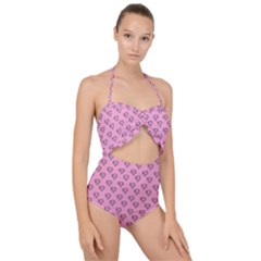 Heart Face Pink Scallop Top Cut Out Swimsuit by snowwhitegirl