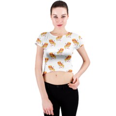 Pizza Pattern Crew Neck Crop Top by designsbymallika