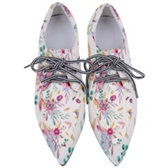 Pink Floral Print Women s Pointed Oxford Shoes by designsbymallika