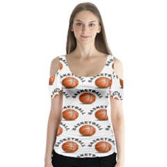 Orange Basketballs Butterfly Sleeve Cutout Tee 