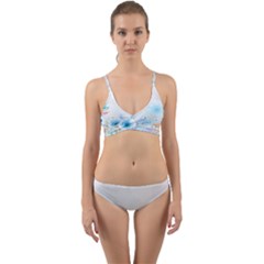 Blue Floral Print Wrap Around Bikini Set by designsbymallika