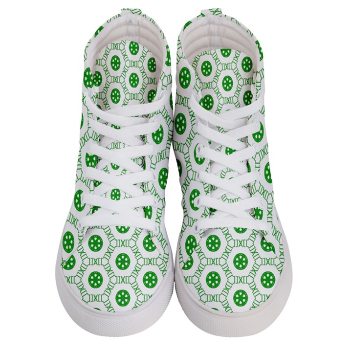 White Green Shapes Men s Hi-Top Skate Sneakers