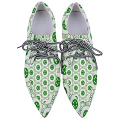 White Green Shapes Women s Pointed Oxford Shoes