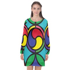 Colors Patterns Scales Geometry Long Sleeve Chiffon Shift Dress  by HermanTelo