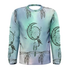 Dreamcatcher With Moon And Feathers Men s Long Sleeve Tee by FantasyWorld7