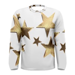 Stars Faux Gold Elegant Starry Festive Christmas Pattern Men s Long Sleeve Tee by yoursparklingshop