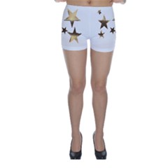 Stars Faux Gold Elegant Starry Festive Christmas Pattern Skinny Shorts by yoursparklingshop