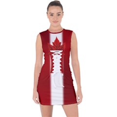 Canada Flag Dresses Lace Up Front Bodycon Dress