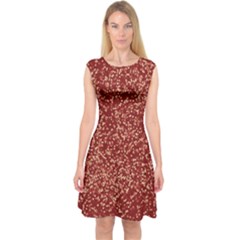 Burgundy Red Confetti Pattern Abstract Art Capsleeve Midi Dress by yoursparklingshop