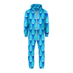 Blue Scale Pattern Hooded Jumpsuit (kids) by designsbymallika