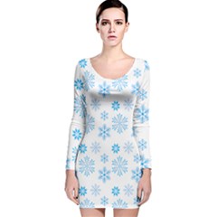 Snowflakes Pattern Long Sleeve Velvet Bodycon Dress