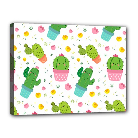 Cactus Pattern Canvas 16  X 12  (stretched)