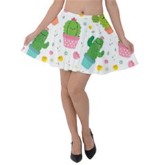 Cactus Pattern Velvet Skater Skirt by designsbymallika