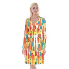 I Love Wine Long Sleeve Velvet Front Wrap Dress by designsbymallika