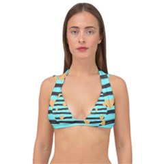 Stripes Heart Pattern Double Strap Halter Bikini Top