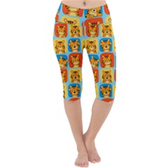 Cute Tiger Pattern Lightweight Velour Cropped Yoga Leggings by designsbymallika