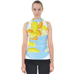 Salad Fruit Mixed Bowl Stacked Mock Neck Shell Top by HermanTelo