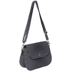 Maze Design Black White Background Saddle Handbag by HermanTelo