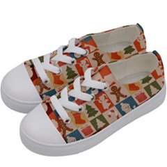 Cute Christmas Seamless Pattern Vector Kids  Low Top Canvas Sneakers by Vaneshart