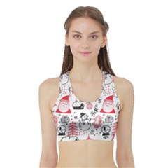 Christmas Themed Seamless Pattern Sports Bra With Border by Vaneshart