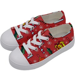 Colorful Funny Christmas Pattern Kids  Low Top Canvas Sneakers by Vaneshart